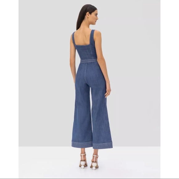 ALEXIS Bristol Chambray Flared 70’s Denim Jumpsuit - Picture 9 of 15